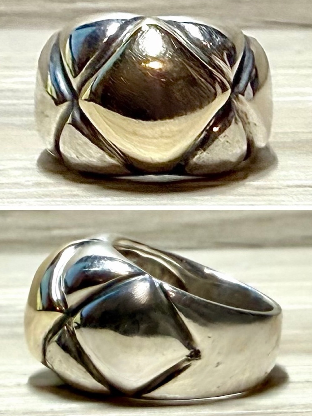 Heavy ZINA Sterling Silver & 14K Gold Sculptural Modernist Dome Ring, Size 5.5